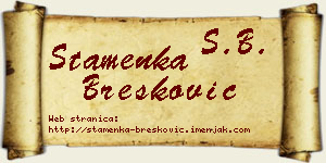 Stamenka Brešković vizit kartica
